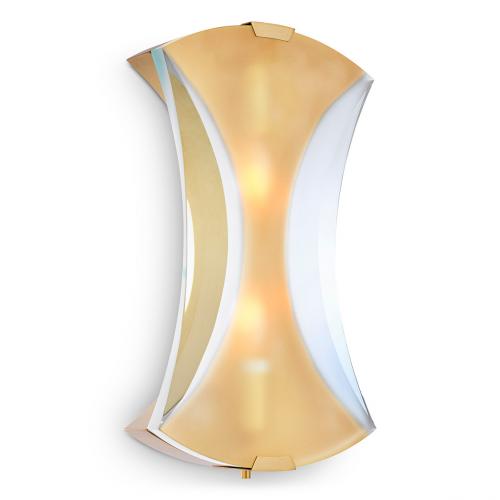 Luxury Organic Shape Wall Lamp in Antique Brass & Frosted Glass by Luxury Group International