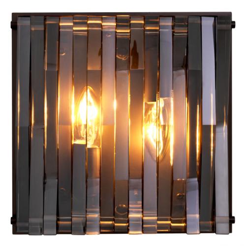 Luxury Bronze Highlight Finish & Smoke Glass Wall Lamp with Geometric Lines by Luxury Group International