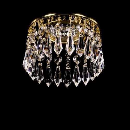Luxury Crystal Crown Mini Chandelier in Polished Brass Finish