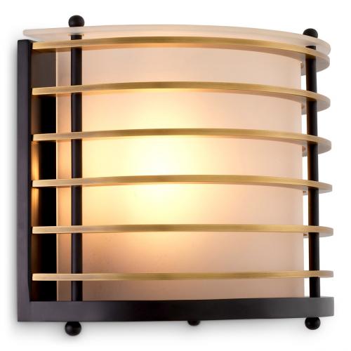Luxury Semicircular Frosted Glass Antique Brass Wall Lamp by Luxury Group International