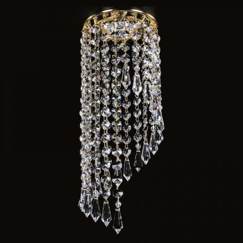 Luxury Cylindrical Crystal Drop Chandelier with Polished Brass Frame