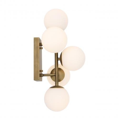 Luxury Antique Brass Wall Lamp with Four Spherical White Glass Shades by Luxury Group International