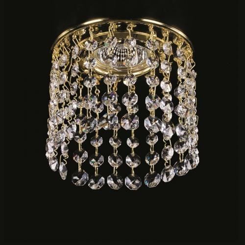 Luxury Crystal Drop Cylindrical Ceiling Chandelier with Polished Brass Finish