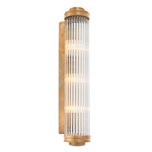 Luxury Cylindrical Ribbed Glass Metal Finish Wall Lamp by Luxury Group International