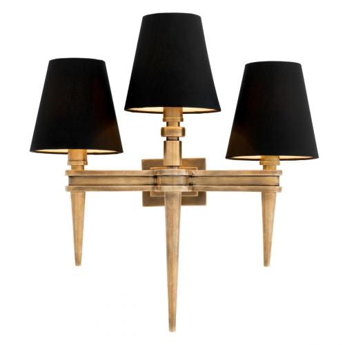 Luxury Metal Finish Wall Lamp with Triple Black Shades by Luxury Group International