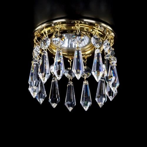 Luxury Faceted Prism Crystal Ceiling Chandelier with Polished Brass Finish