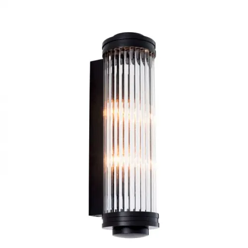 Luxury Ribbed Clear Glass Wall Lamp with Metal Finish by Luxury Group International