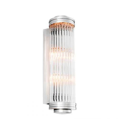 Luxury Ribbed Clear Glass Wall Lamp with Metal Finish by Luxury Group International