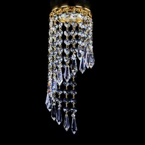 Luxury Vertical Crystal Cascade Ceiling Chandelier with Polished Brass Finish