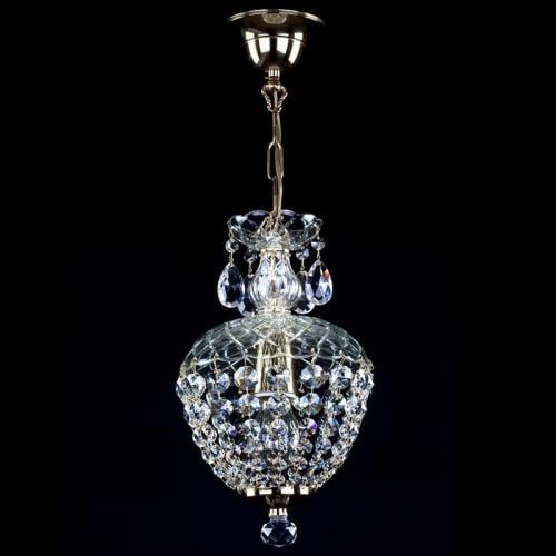 Luxury Single-Light Crystal Chandelier with Nickel Finish and Faceted Crystal Drops