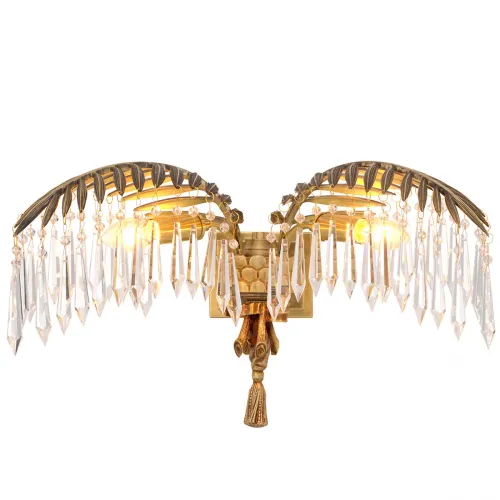Luxury Antique Brass Wall Lamp with Cascading Crystal Droplets by Luxury Group International