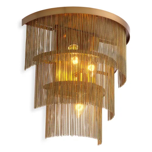 Luxury Art Deco Cascading Metal Chain Wall Lamp by Luxury Group International