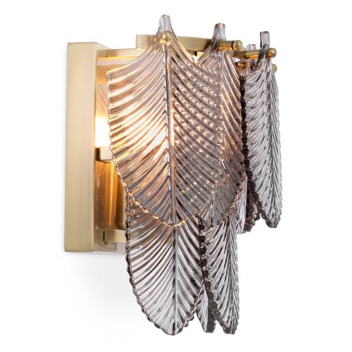 Lampe murale de luxe en verre fumé avec finition en laiton brossé par Luxury Group International