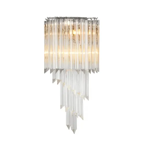Luxury Nickel Finish Wall Lamp with Clear Glass Fringe Design by Luxury Group International