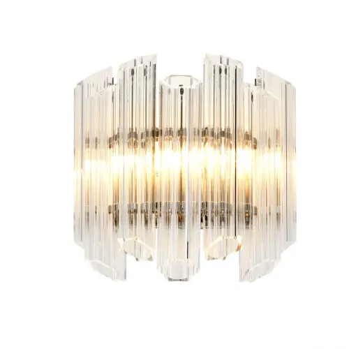 Luxury Clear Glass Ribbed Nickel Finish Wall Lamp by Luxury Group International