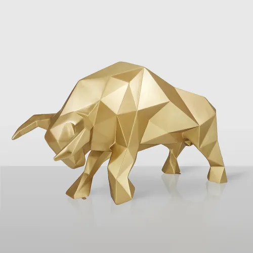 Luxury Golden Geometric Bull Decorative Sculpture – 120cm by Luxury Group International