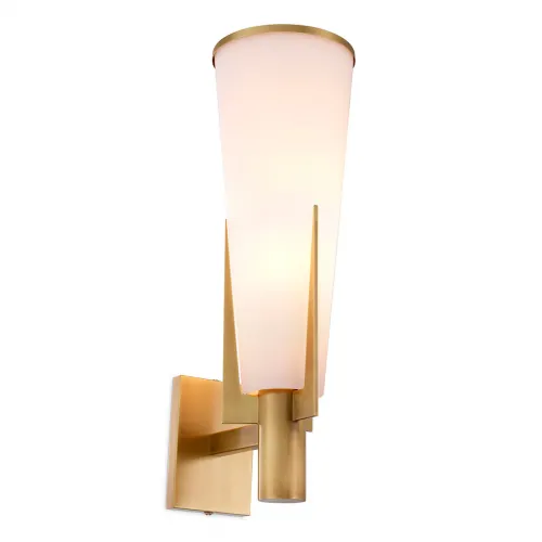 Luxury Mid-Century White Glass Wall Lamp in Brass or Nickel