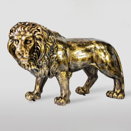 Luxury Standing Lion Sculpture in Gold Patina Finish – 125cm by Luxury Group International