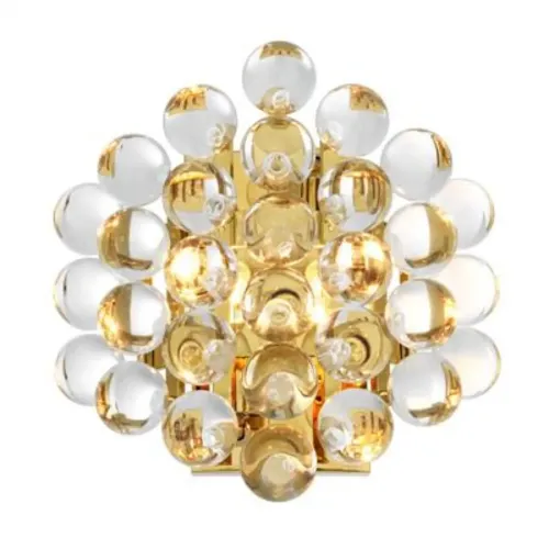 Luxury Gold Finish Wall Lamp with Spheres of Clear Glass