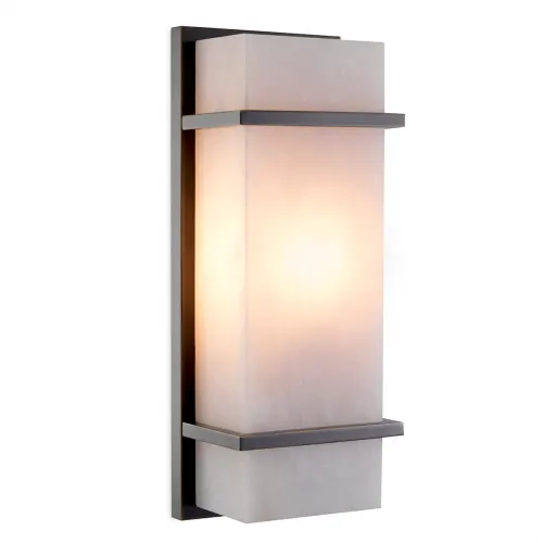 Luxury Alabaster Wall Lamp with Bronze Highlight Accents