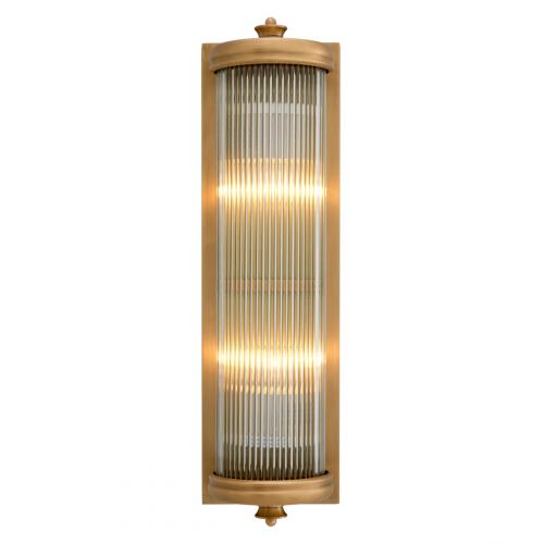 Luxury Cylindrical Matte Brass Finish Wall Lamp with Clear Glass Rod