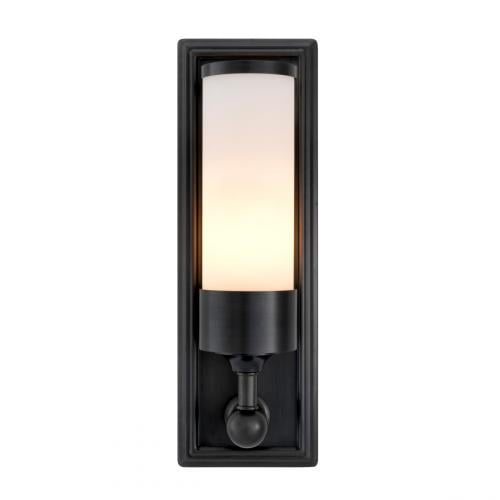 Luxury Frosted Glass Cylindrical Shade Wall Lamp with Rectangular Backplate