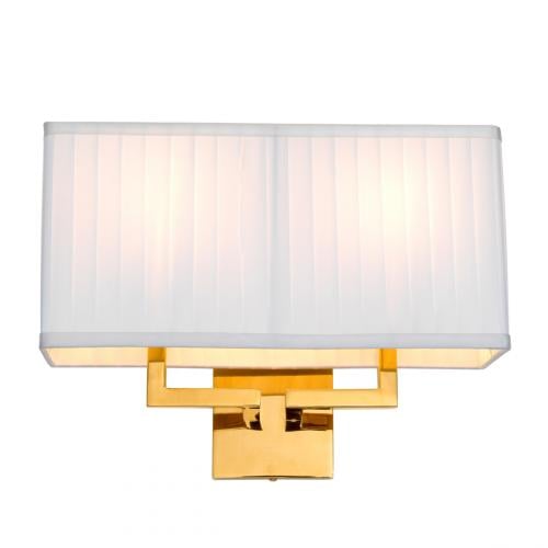 Luxury Gold Finish Wall Lamp with Pleated White Shade