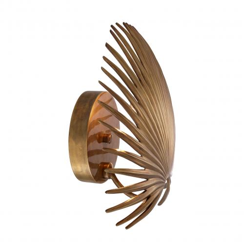 Lampe murale luxueuse en laiton à feuilles de palmier par Luxury Group International
