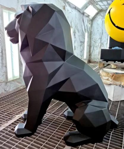 Luxury Geometric Lion Sculpture in Sitting Position - 135 CM by Luxury Group International
