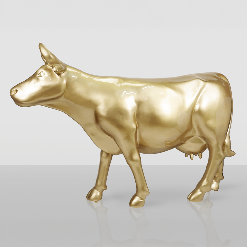Luxury Golden Cow Sculpture in Elegant Gloss Finish