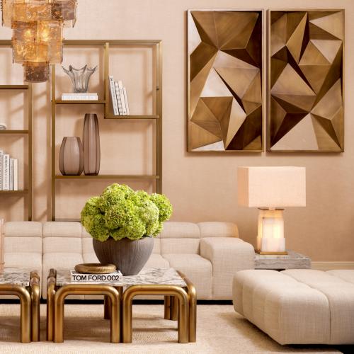 Canapé de luxe modulaire droit beige avec base noire par Luxury Group International