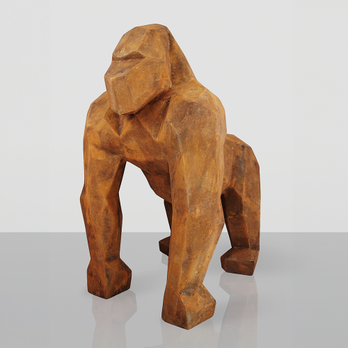 Luxury Square Gorilla Decorative Sculpture in Rust Effect