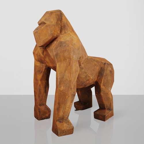 Luxus quadratische Gorilla-Deko-Skulptur mit Rosteffekt von Luxury Group International