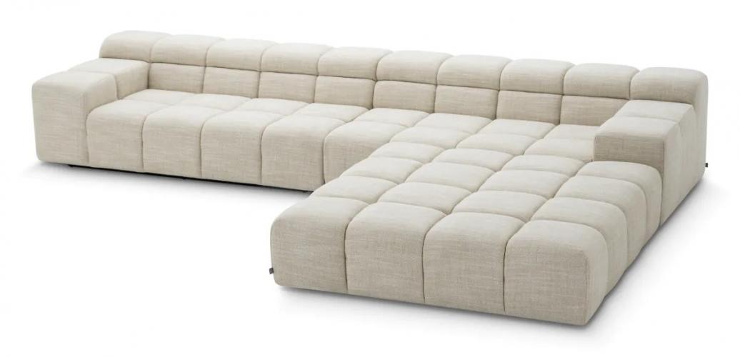 Luxury Modular Right Beige Sofa with Black Base