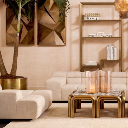 Luxury Modular Left Beige Sofa with Black Base by Luxury Group International