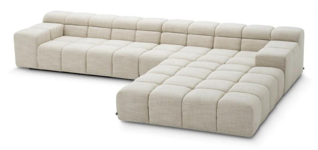 Luxury Modular Left Beige Sofa with Black Base