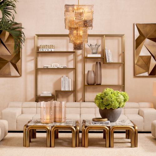 Luxury Albury Beige Modular Right Lounge Sofa with Black Base by Luxury Group International