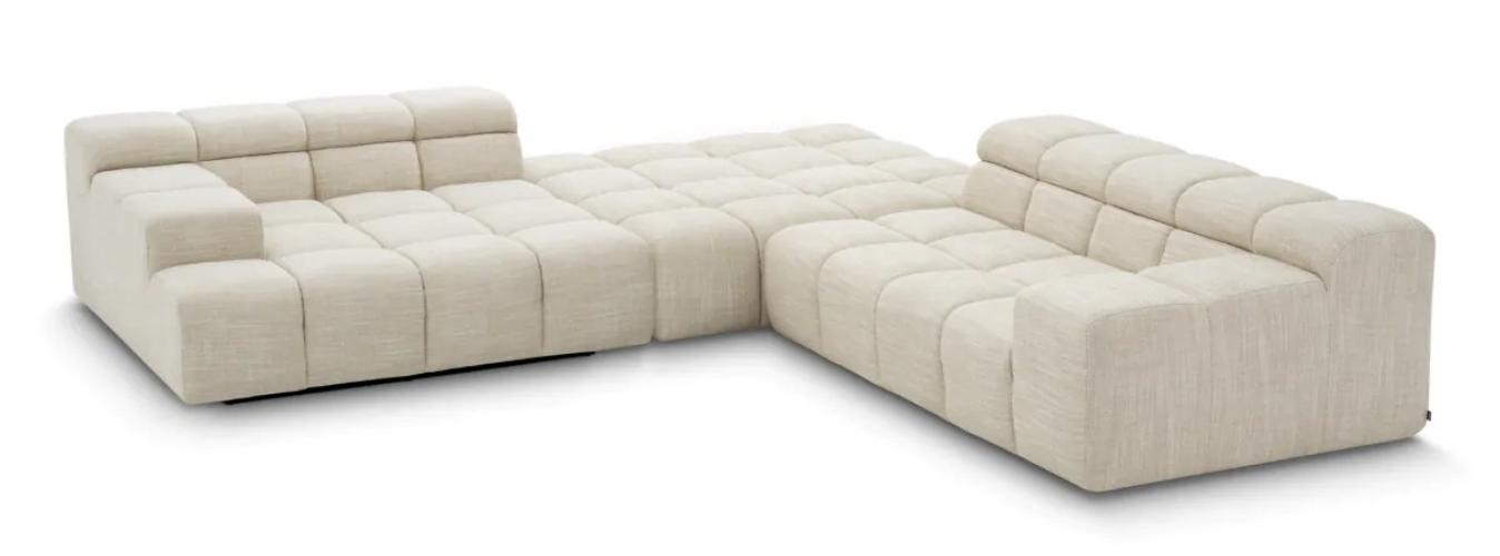 Luxury Albury Beige Modular Left Lounge Sofa with Black Base