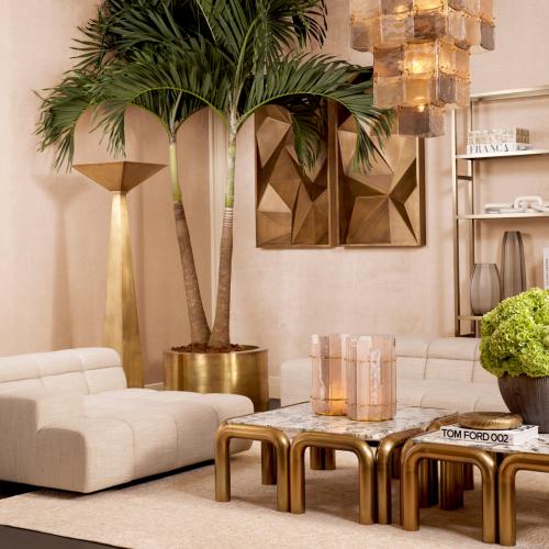 Luxury Albury Beige Modular Left Lounge Sofa with Black Base by Luxury Group International