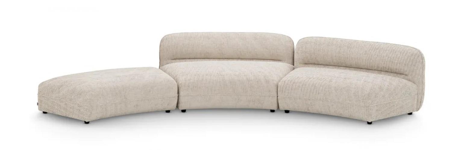 Luxuriöses Modulares Sofa Creststone Beige mit schwarzen Füßen