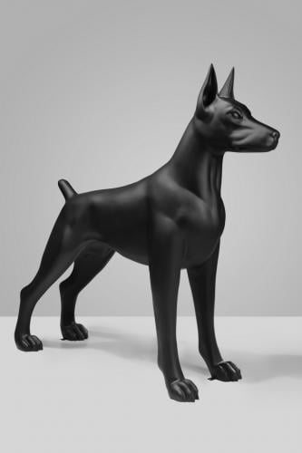 Luxury Fiberglass Doberman Standing Sculpture in High-Gloss and Matte Finish