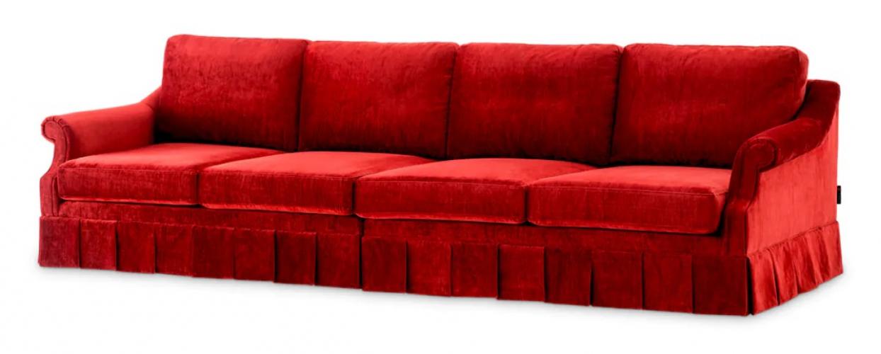 Luxuriöses Wrey Samt Rotes Sofa für Mehrere Sitzplätze