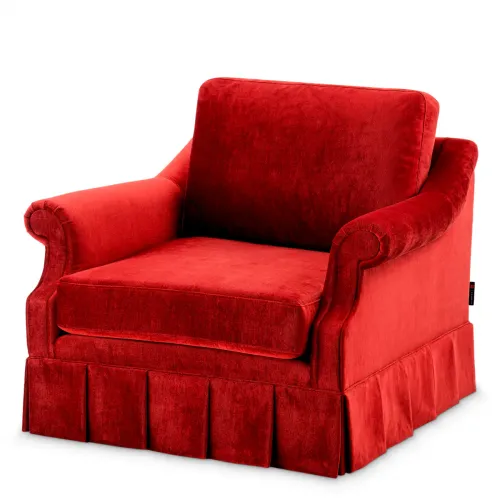 Luxuriöses Wrey Samt-Rotes Einzelsitzer-Sofa im Heritage-Stil
