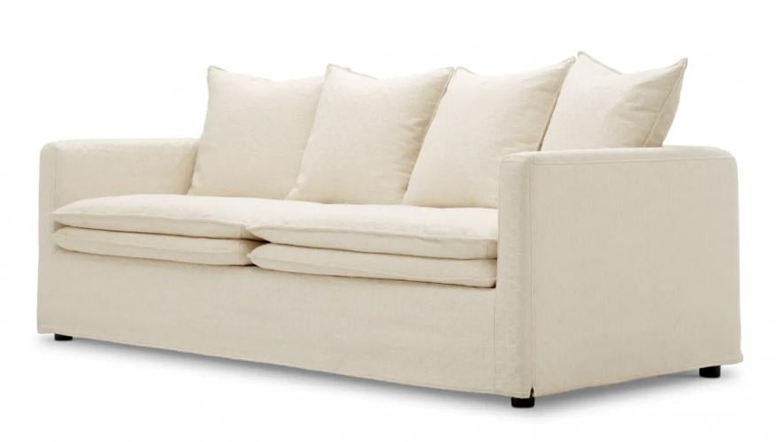 Luxuriöses Off-White Stoffsofa mit abnehmbaren Bezügen