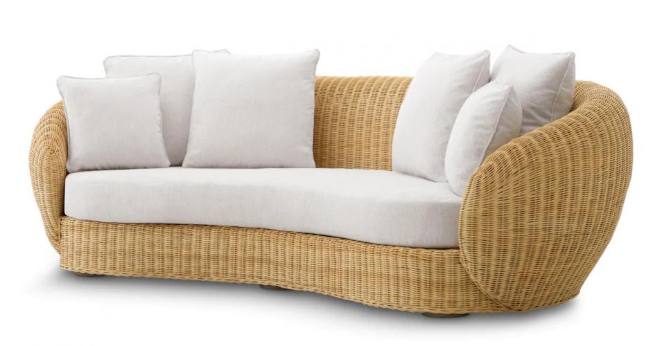 Luxuriöses Sofa aus natürlichem Rattan in Sentier-Creme-Finish