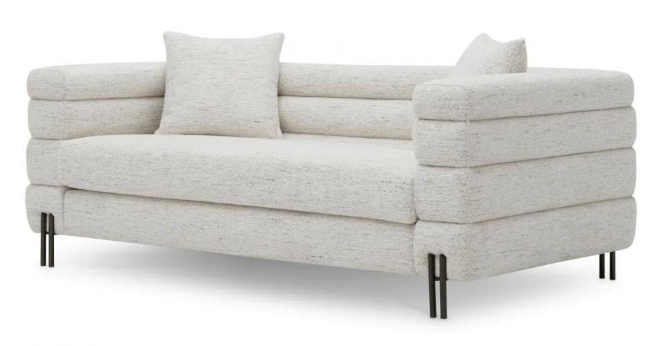 Luxuriöses Muschelsofa in Off-White mit bronzefarbenen Beinen, modern