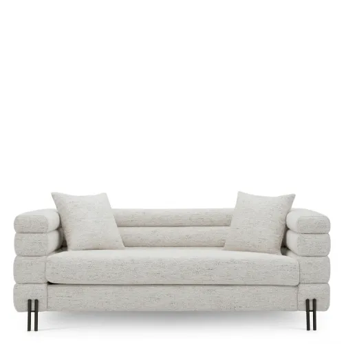 Canapé moderne de luxe coquillage blanc cassé avec pieds en bronze par Luxury Group International
