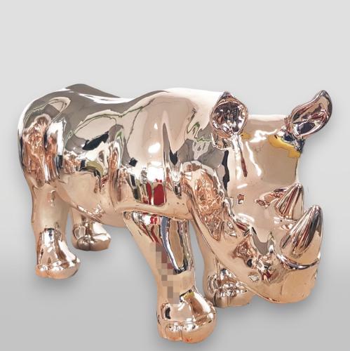 Luxury Chrome Finished Little Rhinoceros Sculpture