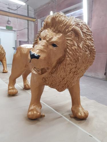 Luxury Fiberglass Single Colored Large Standing Lion Sculpture by Luxury Group International
