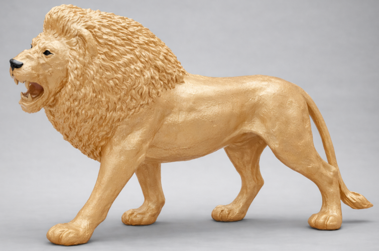 Luxury Fiberglass Single Colored Large Standing Lion Sculpture